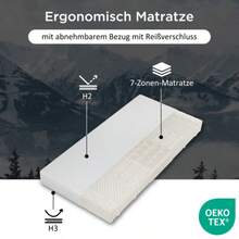 (= Th310157aaa) Cold Foam Mattress, Comfort Foam Mattress 90x200, 7 Zones, 20 Cm High, H3, H2, Ergonomic Cold Foam Mattress With Handle And Washable Climate Fiber Mattress With Full Zipper - White - View 6
