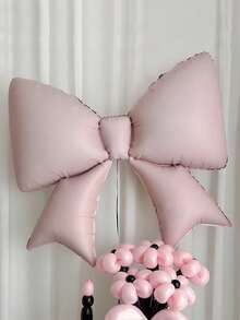 4Pcs Extra Large Frosted Pink Bow Aluminum Foil Balloons, Pink Party Decorative Balloons, Perfect For Various Theme Event Decorations, Back-To-School Activities, Weddings, Birthdays, Garden Parties, Graduation Season, Anniversary Celebrations, Photo Background Balloons, Music And Art Event Decorations - Hồng mờ - Xem 4