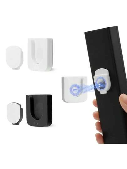 2pcs/1pc Magnetic Remote Control Holder Wall Mount, Wall-Mounted Strong Magnetic Controller Bracket, No Drilling Required, Built-In Adhesive Base, Multi-Function Wall-Mounted Storage Box, Universal Wall Storage For Home, Office, School