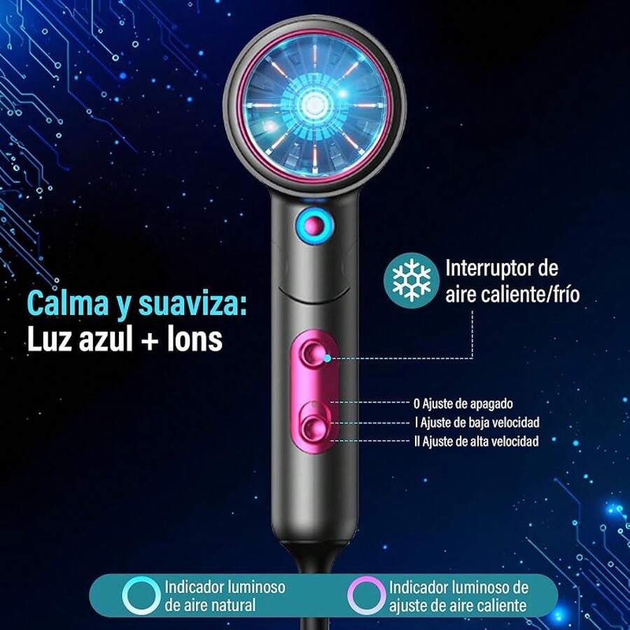 Secadora de Cabello, Secadora de Pelo Plegable 1200W 2 Temperaturas 1.7M Cable, Secadora Ión Negativo, con Boquilla, Difusor, 2 Peines y 3 Pinzas; Ideal para Hogar,Salón y Viaje. - gris - Ver 1