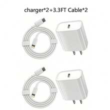 Adaptador de pared de carga rápida de 30W + Cable de carga rápida y transferencia de datos de alta eficiencia de 3.3ft/100cm, adecuado para el conjunto de cargador de pared de 14/13/12/11 Pro Plus/XS/XR/8/7/9/ Series - Tipo de Enchufe A USA (110-127V) - Ver 10