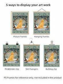 1张无框金毛犬爱心海报，“从前有个女孩爱金毛犬……那就是我！”印刷品，充满奇思妙想的爱狗人士墙饰，可爱小狗卧室装饰，宿舍必备，送给养狗人士的礼物，唯美动物海报 - 彩色 - 查看 6