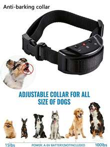 Automatic Anti-Barking Dog Shock Training Collar Pet Anti-Barking Collar Set Dog Training And Obedience Supplies Anti-Barking Training Collar Sound Anti-Barking Collar Dog Supplies Pet Supplies Nylon Material For Small Medium Large Dogs Black Pet Birthday Gift You Need To Prepare 1 6V-4LR44 Or L1325 Battery - Black - View 13