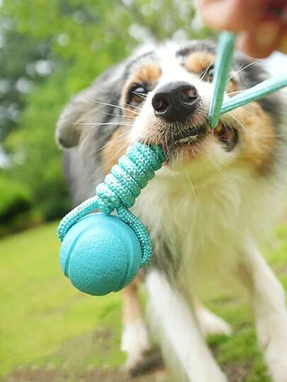 Glow-In-The-Dark Dog Toy Ball With Reflective Stripes, Cleans Teeth, Self-Entertainment, Rope Toy Ball, Pet Supplies, Tug Of War Toy, Dog Toys, Interactive Training, Floating Durable Chew Toy Ball, Pet Supplies, Pet Toys, Easy-To-Clean Fetch Toy Ball, Durable Chew Toy, Teeth Grinding Dog Toy, Interactive Entertainment Toy, Pet Training, Boredom Relief, Promote Human-Pet Interaction, Enhance Bonding Toy Ball