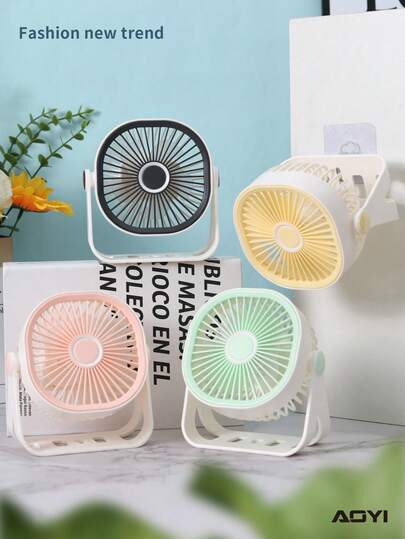 AOYI 1pc 500mAh Rechargeable Wall-Mounted/Desktop 3-Speed Adjustable Minimalist Desk Fan With Charging Cable