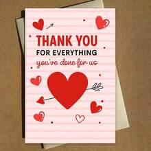 1pc "Thank You For Everything" Heartfelt Appreciation Card - Pink Stripe Background, Red Heart & Arrow Design, Warm Gratitude Message, Includes Red Envelope – Perfect Gift For Loved Ones, Friends, Caregivers, Thoughtful Cards For Honoring Kindness & Support