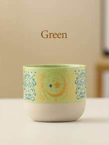 1/4 Pcs Islamic Style Ceramic Mug, Moon & Star Pattern, 230ml/7.78oz, Red, Suitable For Daily Home Use, Can Hold Tea/Coffee/Espresso, Ramadan/Eid Al-Fitr Tableware Gift - Multicolor - View 12