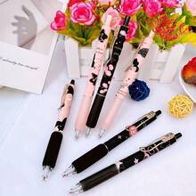 1pc,One Random Item,The Ins Style, High Appearance Level Black Frost Butterfly Press Pen, Student Office Gel Pen, 0.5mm Black, Is An Excellent Learning Stationery And School Supplies. It Is An Ideal Gift For Christmas And New Year, And An Excellent Stationery During The Back-To-School Season. - Multicolor - View 5