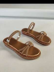 Women's Flat Platform Sandal Luxury Papete - Đồng - Xem 1