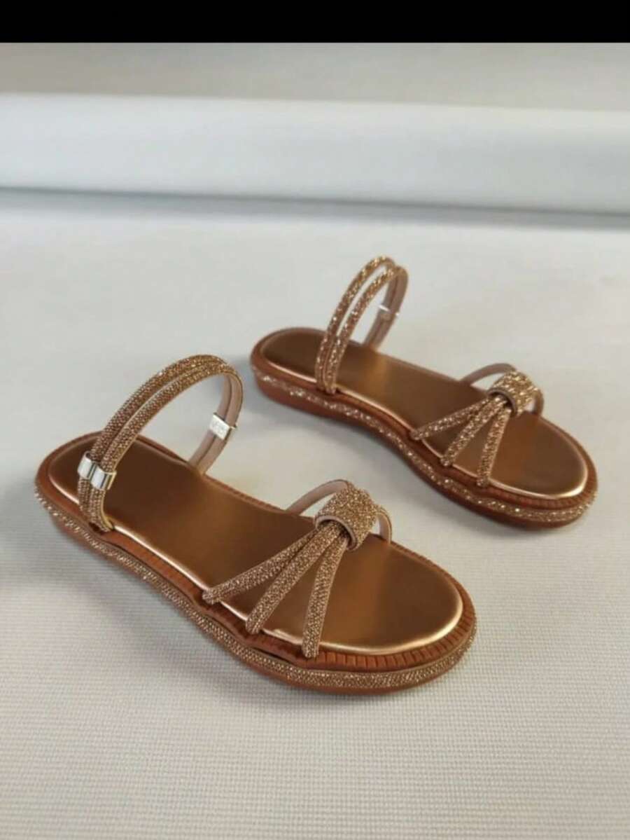 Women's Flat Platform Sandal Luxury Papete - Đồng - Xem 1