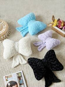 Rose Velvet Bow-Adorned Throw Pillow Adds A Delightful Touch Of Charm To Living Room Sofas, Bedroom Headboards, And Other Home Spaces Makes A Wonderful Gift - White - View 2