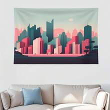 Urban Landscape Canvas Wall Hanging University Dormitory Wall Art Flag Party Decoration Banner Background Home Decoration Bedroom And Living Room Decoration 40x 60inch - trắng - Xem 6