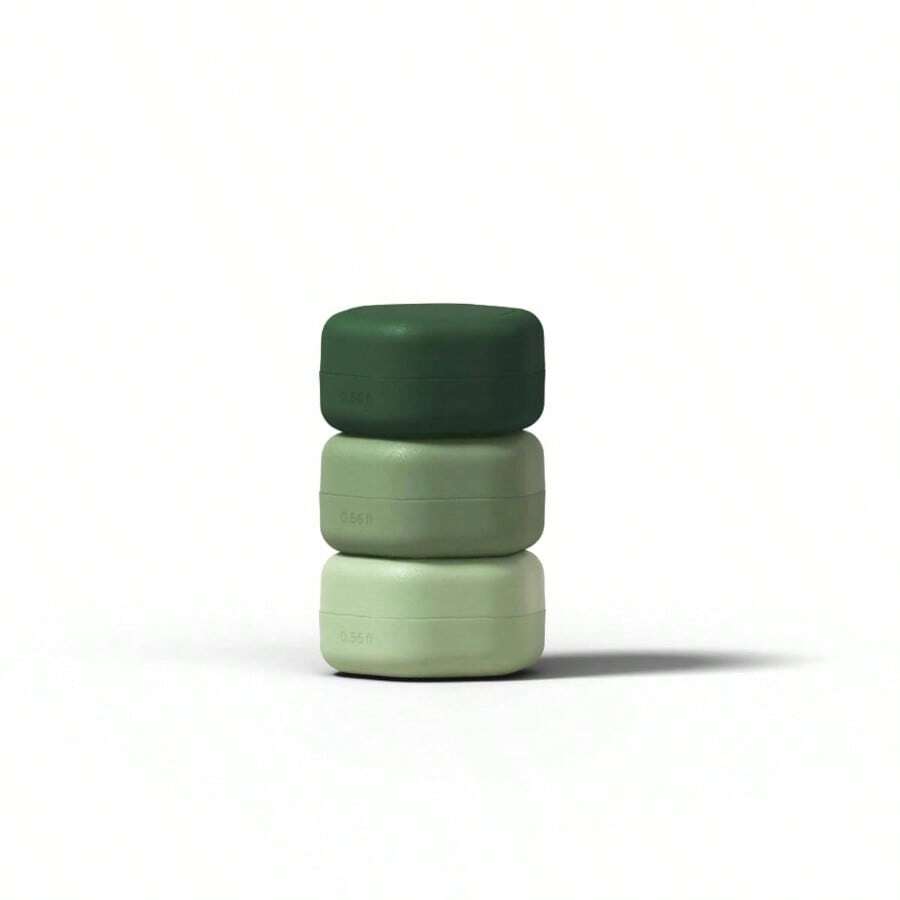 Travel Containers Basic Skincare Set - Magnetic Containers With Lids, Carry On Travel Essentials Women/Men - 3 Small Capsules 0.56oz - Cleanser, Moisturizer - Labels - Evergreen - 基礎套裝 + 常青套裝 - 查看 1
