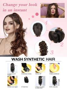 16Inch Ponytail Extension Layered Pony Tail Clip On Hair Extension Soft Wavy Claw Clip In Ponytail Extension, Natural Synthetic Hair Pieces For Women - Multicolor - View 9