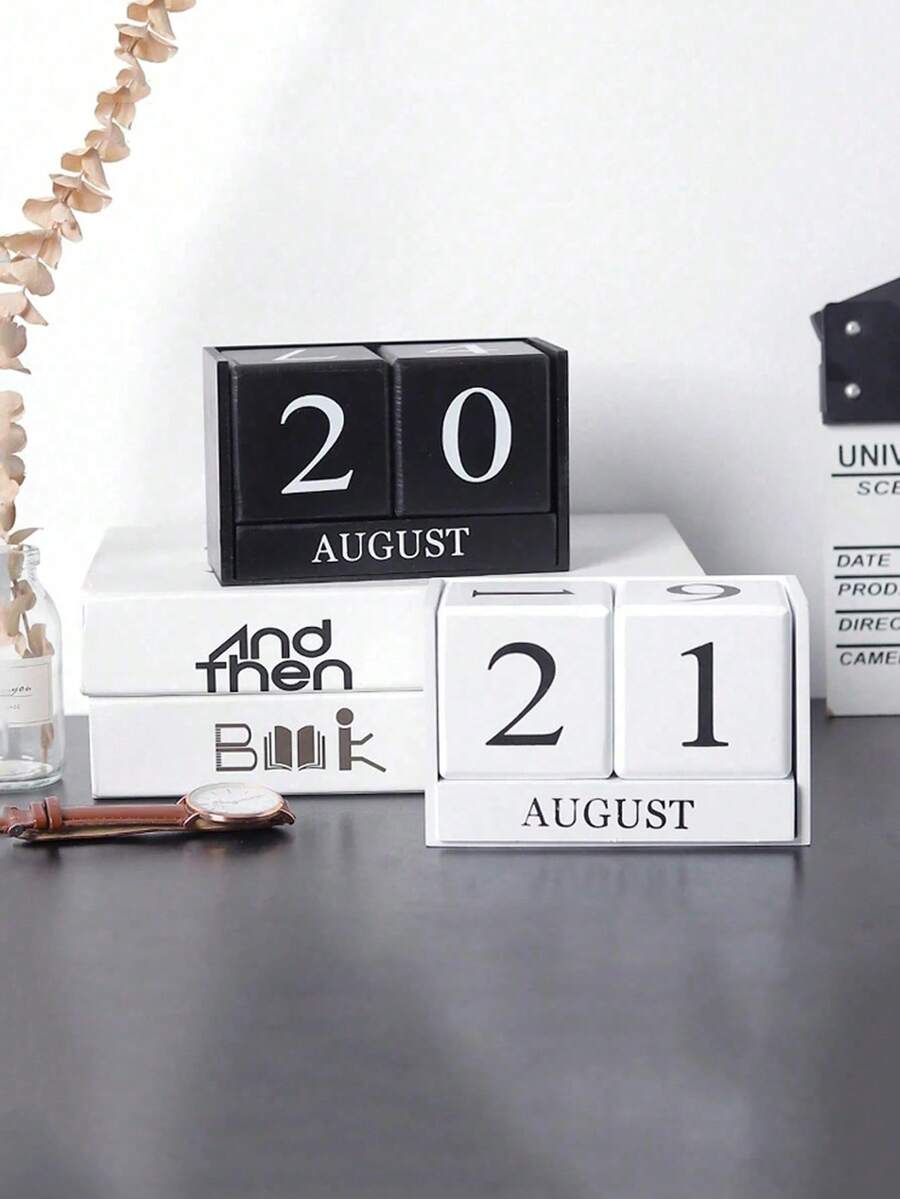 1pc Creative Wooden Calendar Number Decor, Suitable For Living Room, Study, Store, Bar, Best Birthday Gift - Multicolor - View 1