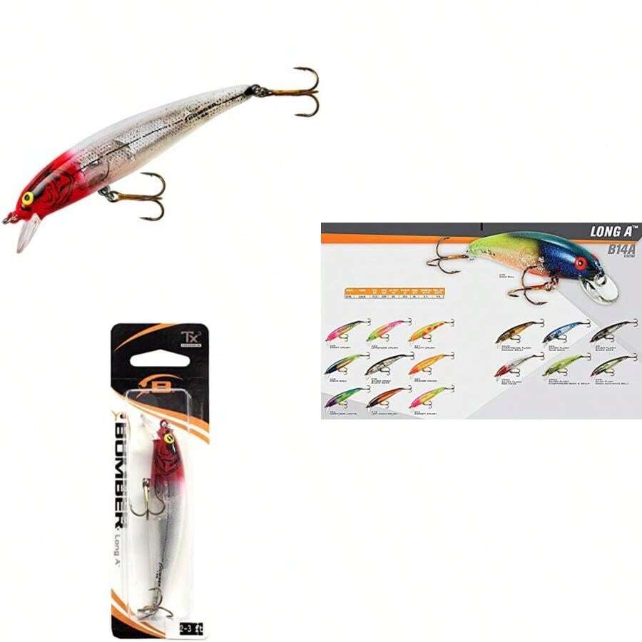 Lures Long A Slender Minnow Jerbait Fishing Lure(Largo un pequeño pequeño pequeño B14a Silver Flash Red Head) - Multicolor - Ver 1