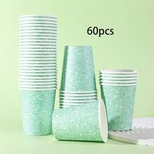 10pcs/20pcs/60pcs, Pastel Green Glitter Disposable 9oz Hot/Cold Paper Cups - Sparkly Glam Party Tableware Perfect For Girls' Tea Party, Princess Theme Birthday, BFF Gathering Supplies,Diamonds Green Silver Theme Party Cups For Women Baby Shower Party Favors - Green - View 9