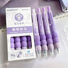 4 pezzi Penna serie tè al latte, penna cancellabile con alto valore estetico, impugnatura morbida e sfumata carina, facile da cancellare, penna blu cristallo da 0,5 mm per studenti delle scuole elementari