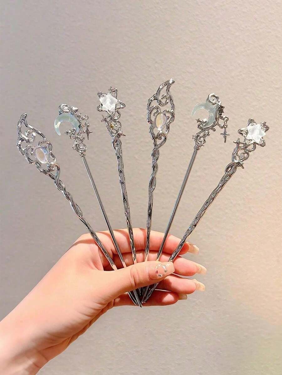 1pc Women Moonstone Snake Hair Clip, Modern Chinese Style Snake Hairpin, High-End Bun Accessory, Suitable For Daily Wear, Autumn/Winter Snowflake Hair Styling Pins Hair Bun Maker Bun Hair Piece,Hair Claws - Nhiều màu - Xem 1