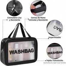 3 Piezas Bolsa de Maquillaje Impermeable, Neceser de Viaje para Mujer y Hombre, Cosmetiquera para Maquillaje Transparente, Bolsa para Bao Portatil y Gran Capacidad, Separacin en y Hmedo - Neceser + black - Ver 7