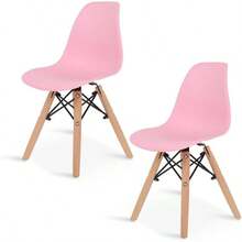 Sillas Infantiles para Nios con Asiento Ergonomico de Plastico y Estructura de Madera Diseo Tipo - Sillas Preescolar Estilo Moderno con Soporte de Acero Set 2 Piezas - rosa - Ver 2