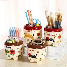 1 st kreativ pennhållare i dopaminfärg, modulär design med dekorativa klistermärken, vattentät, robust struktur, kompakt och praktisk för hem, kontor, kosmetika, penn- och blyertspennförvaring, rolig tecknad design - perfekt present till skolstartssäsongen