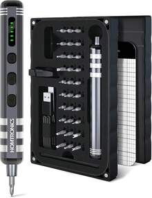 37 en 1 Destornillador Eléctrico de Precisión, [Torsión Eléctrica Ajustable] Homtronics Recargable Desarmador Eléctrico Inalambrico con Luz LED para Anteojos, Computadoras, Teléfonosóviles, Cámaras - Gris - Ver 13