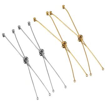 2 piezas/5 piezas Cadena de serpiente ajustable de acero inoxidable, accesorios de joyería para pulseras