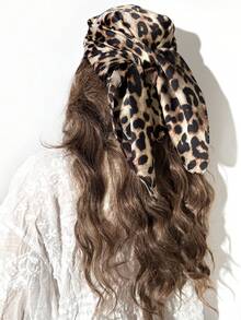 1 Khăn quàng cổ họa tiết da báo màu nâu dành cho nữ, Băng đô bandana thời trang, Đa năng cho lễ hội âm nhạc, Khăn quàng cổ, Khăn quàng thắt lưng - Họa tiết da báo màu caramel - Xem 5