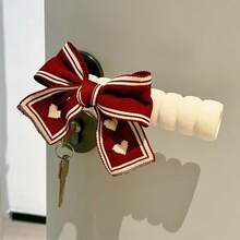 防静电门把手保护套 - 加厚防撞套，红色蝴蝶结设计，耐用面料，适用于卧室和家居，防止刮擦并保护门把手，门把手保护套，卧室配件，装饰性蝴蝶结设计隔热，闺蜜节，小狗，嘉年华 - 彩色 - 查看 10