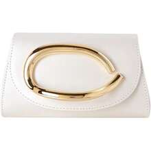 1pc Stylish EU/US Metallic Decorated Mini Box Handbag, High-End Shiny Metal Bar Clutch Purse, Elegant Luxury Evening Dress Party Bag, Leather Design Prom Dancing Clutch/Wedding Ceremony Handbag With Metal Chain - 白色 - 查看 1