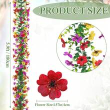 2件套人造花环常春藤，春夏装饰假雏菊藤蔓花卉藤蔓悬挂花饰，适用于家居花园装饰、婚礼拍照背景。 - 彩色 - 查看 4