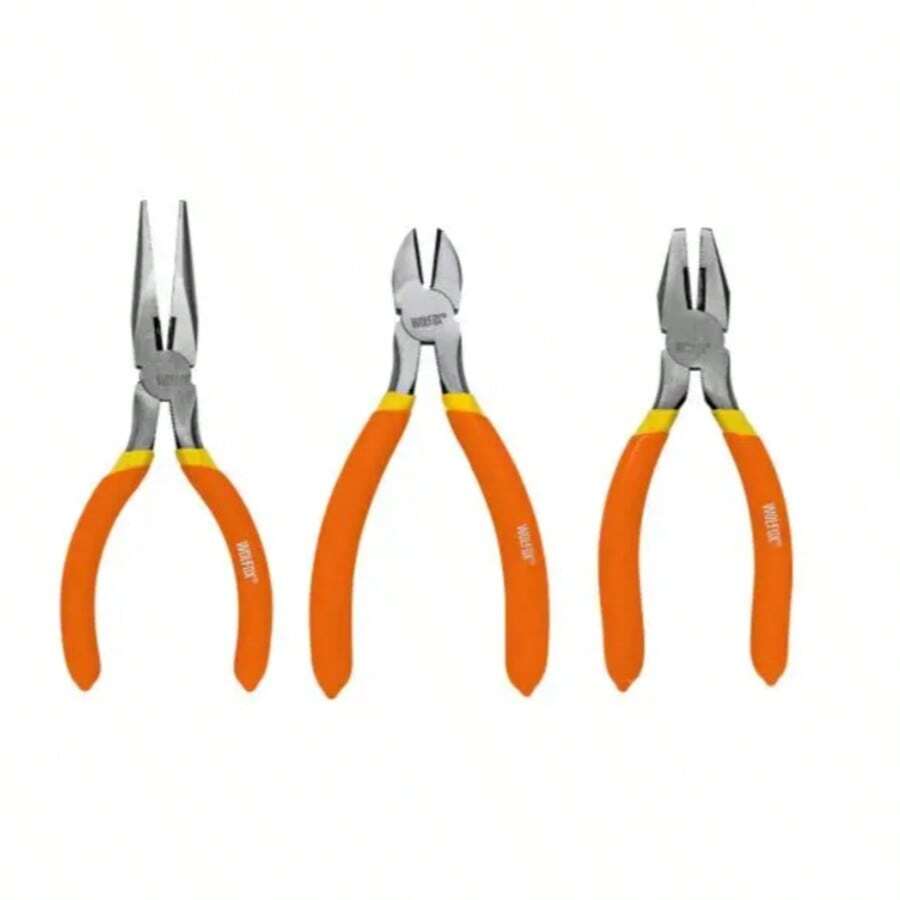 Juego de Pinzas 3 Piezas WF9352 Wolfox | Kit Compacto de Pinzas para Taller - Naranja - Ver 1