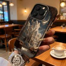 Funda para teléfono Castillo Blanco en Nubes Diseño de Arte Fantasía para iPhone 14 13 12 11 Pro Max y  Galaxy S23 S22 S21 Plus Opción de Regalo Ideal para Todas las Estaciones - Negro - Ver 2