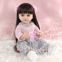 Long Hair Can Be DIY Styled To Accompany 55cm Rebirth Dolls 22 Inch Cute Simulation Toys Full Soft Vinyl Toy Christmas Gifts - Brown - View 6