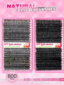800pcs Set, DIY False Eyelashes - 9-16mm, Fiber Material, Comfortable Wear. Includes 30D, 40D, 60D, 80D In Different Lengths To Meet Various Needs, Suitable For Multiple Occasions. Wearing During Holidays Can Enhance Eye Makeup. Whether You Are A Beginner Or An Experienced Makeup Artist, You Can Freely Combine And Match To Make Yourself More Beautiful And Confident. - DD - View 2