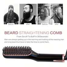 Men's Hair And Beard Straightener - Professional Electric Flat Iron With Comb, Fast Heating Styling Tool For Smooth And Neat Hairstyles - Black - View 11