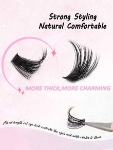 Asiteo 252pcs D-Curl 80D Cat Eye Cluster False Eyelashes, Elongated Fluffy & Voluminous Individual Lashes, Reusable, Create Dramatic Eid Makeup - D - View 7