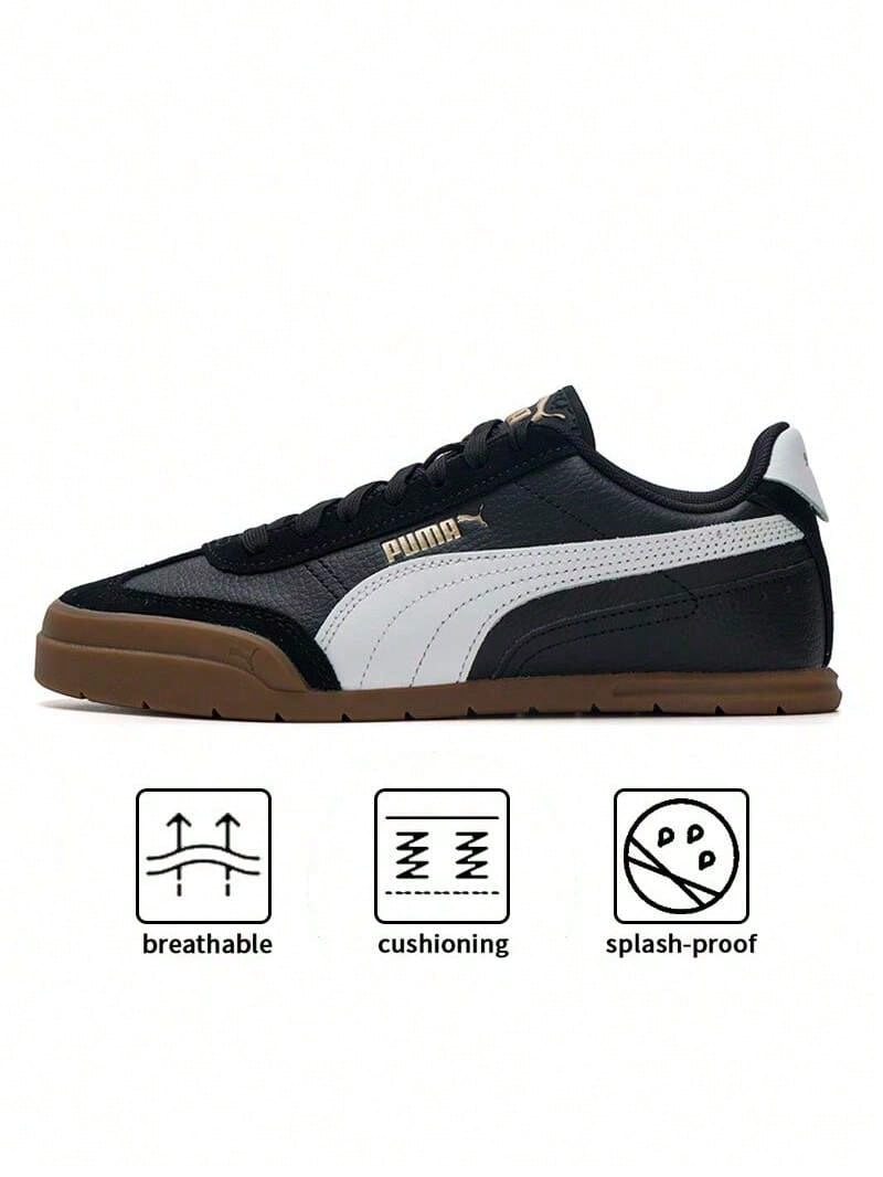 Puma Zapatillas deportivas acolchadas de corte bajo Super Turino, zapatos deportivos ligeros, zapatos casuales para parejas, adecuados para actividades interiores y exteriores, 402612-02 - Negro-Puma Blanco-Color goma - Ver 1