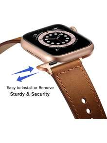 兼容苹果手表表带，1条装，时尚休闲商务运动款，柔软舒适，表扣设计，易于佩戴，真皮材质，适用于苹果手表系列1/2/3/4/5/6/SE/7/8/Ultra，38mm/40mm/41mm/42mm/44mm/45mm/49mm智能手表，男女通用。