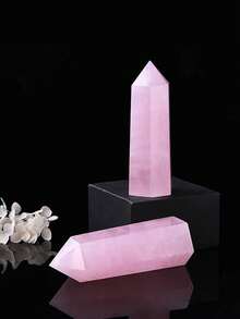 1pc Natural Crystal Rose Quartz Crystal Point Healing Stone Hexagon Square Pointed Stone Wand Healing Jewelry - Rose Quartz Crystal Points - View 5