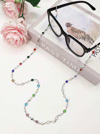 1pc New Stylish Colorful Crystal Eyeglasses Chain For Women