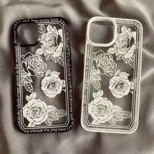 2pcs Simple Pink Black Letters Kiss Phone Case Compatible With Iphone 15 16 13 17 14 Pro Max 12Mini 11 XR 7 8Plus Shockproof Clear Hard Cover Bag - Black and White - View 1