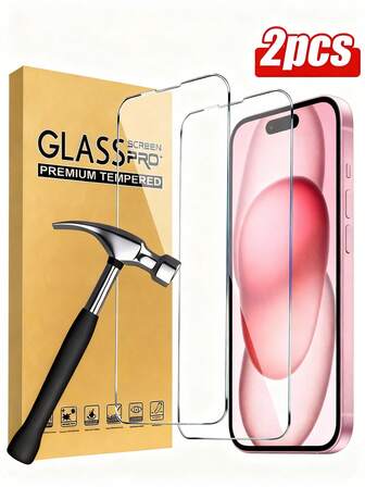 2 piezas de película de vidrio templado que cubre toda la pantalla para iPhone 16, 16 Plus, 16 Pro, 16 Pro Max, 15, 14, 13, 12, 11 Pro Max, X, XS, XR, Mini, 7, 8, 14 Plus, 14, 15 Pro Max
