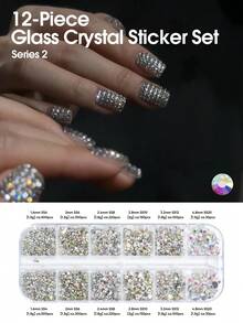 Set de materiale pentru unghii din sticlă 2600/1360 buc, pietre prețioase pentru unghii, decorațiuni 3D pentru unghii, materiale din sticlă plată transparentă colorată, accesorii pentru unghii în stil Y2K, unghii cu perle de diferite forme, pietre decorative pentru unghii - Multicolor - Vizualizare 15