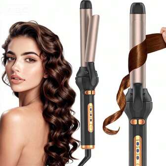 1.1英寸旋转卷发棒，自动卷发器，陶瓷卷发棒，温度可调范围356°F-428°F，双电压设计，家用旅行两用。