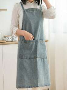 1 قطعة مريلة جينز، رباط خصر طويل إضافي، للاستخدام المنزلي والمطبخ والعمل والارتداء اليومي للجنسين - متعدد الألوان - مشاهدة 5