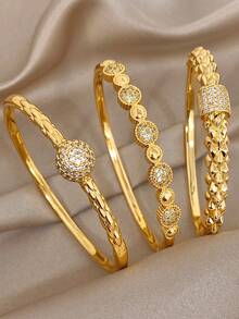 Bộ vòng tay mạ vàng 18K chống phai màu sang trọng thanh lịch đính đá Zirconia kết cấu quyến rũ dành cho nữ, quà tặng cho mẹ, trang sức Giáng sinh, lễ hội, mùa đông, tiệc cưới, tiệc tùng, quà tặng hàng ngày, kỷ niệm, ngày lễ tình nhân, trang sức Boho, quà tặng sinh nhật cho phù dâu - Nhiều màu - Xem 10