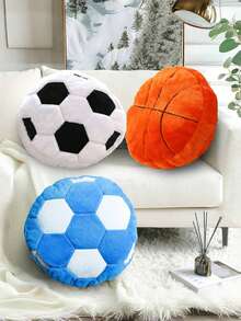 Miękka i puszysta poduszka piłkarska, pluszowy materiał, odpowiednia dla chłopców i dziewcząt, poduszka o tematyce sportowej do dekoracji pokoju, sofy, łóżka, idealny prezent dla fanów piłki nożnej - Piłka nożna (biała) - Zobacz 5