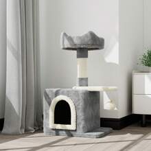 DOGAT Small Cat Tree Tower 70cm 28 Inch Indoor Cat Tree With Condo Scratching Post Top Perch Fish Platform Dangling Ball Colourful Kitten Activity Centre For Apartments Corners And Small Rooms - Light Grey - Light Grey - View 6